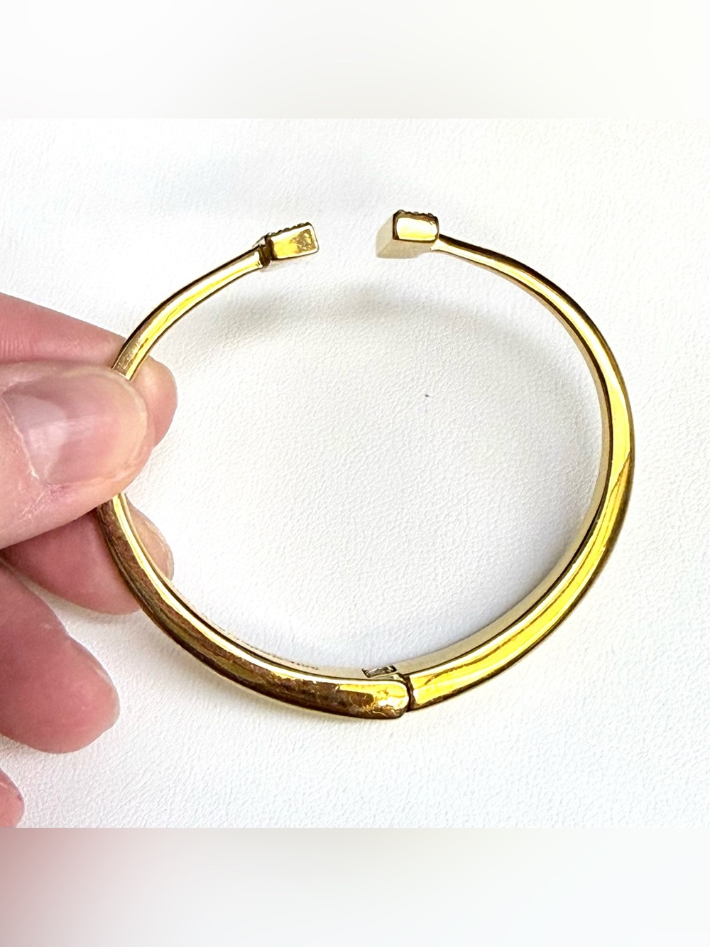 Kate Spade Raising The Bar Hinged Cuff Bracelet Gold Tone Pavé Crystal Cream - Picture 3 of 5